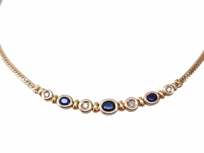 Collier Collier saphirs et diamants or jaune 58 Facettes coll.1693.1
