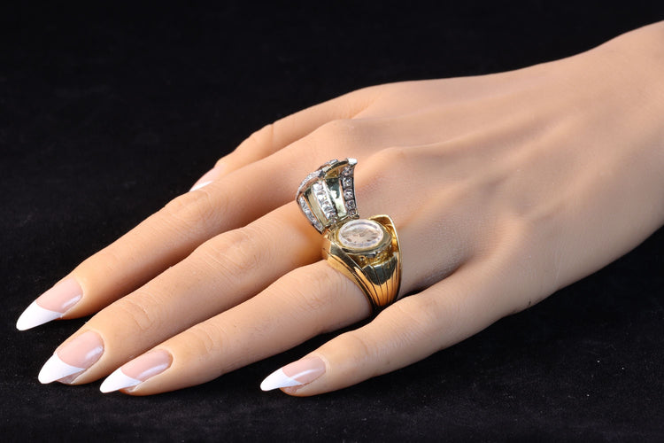 Bague 54 Jaeger-LeCoultre - Bague de montre secrète en or et diamants des années 1950 58 Facettes 22059-0203