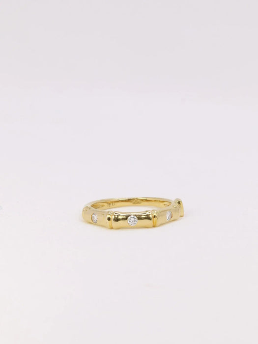 KORLOFF - Anillo de bambú en oro amarillo con diamantes