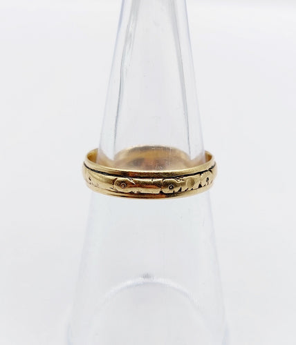 Bague 50.5 Bague jonc alliance motifs géométriques vintage en or 14k 58 Facettes A06567