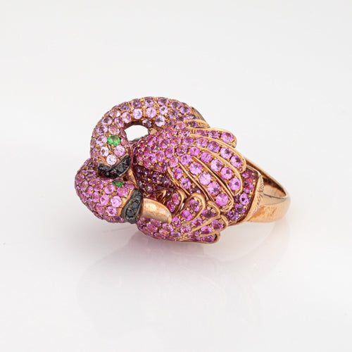 Double Rose Gold, Pink Sapphire Flamingo Ring