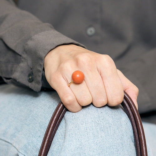 Bague 49 Bague or jaune et perle de corail 58 Facettes ASN0350