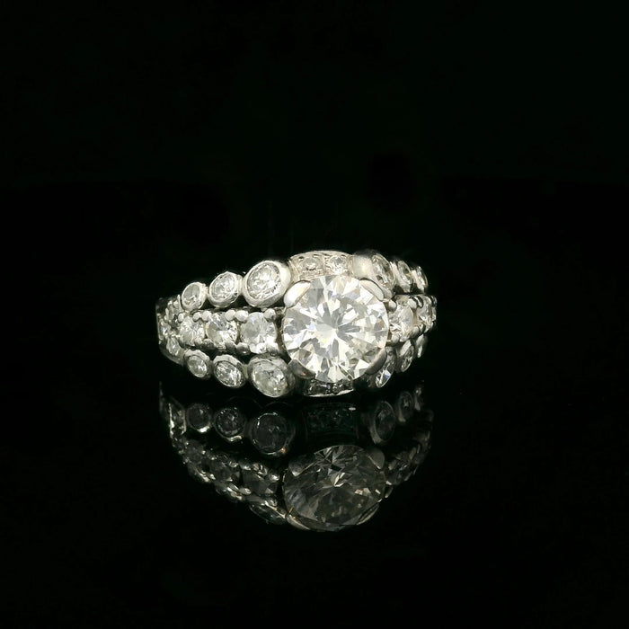 Bague 52 Bague or blanc diamants 1950 58 Facettes