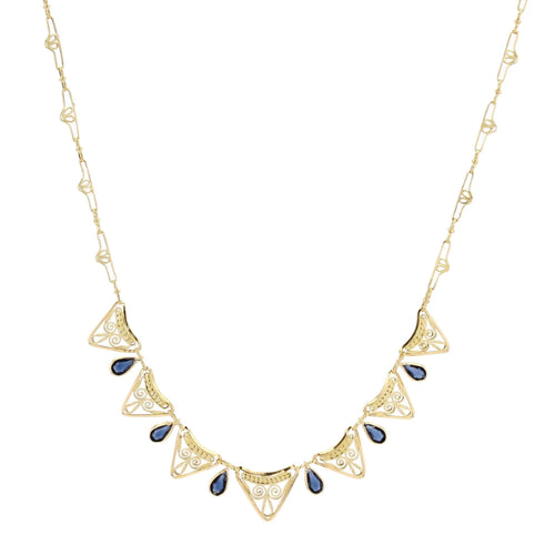 Collar antiguo con drapería de zafiro