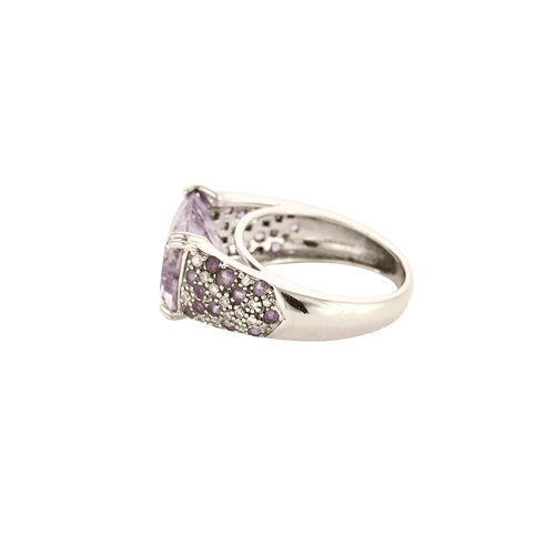 Bague 51 BAGUE OR BLANC, AMÉTHYSTE ET DIAMANTS. 58 Facettes BO/240023