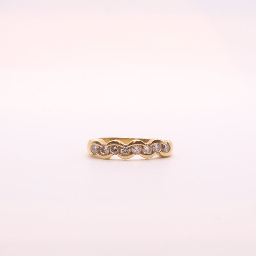 Bague Alliance Demi-tour diamants sertis sur or jaune 58 Facettes