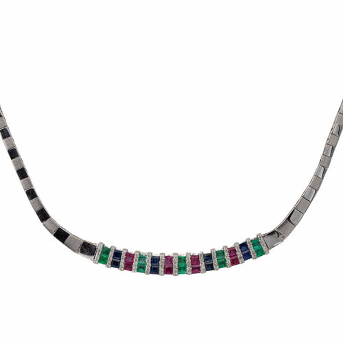 Collier Collier Or blanc Emeraude 58 Facettes 2834270CN