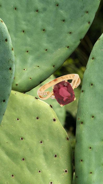 Bague 54 Bague Rubellite 4.16 Carats diamants or jaune 58 Facettes B360