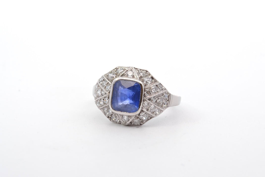 Bague 54 Bague saphir 1,51cts et diamants en platine 58 Facettes 26083-26029