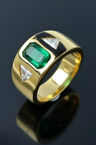 Bague Fascione Bombato con Smeraldo e Diamanti 58 Facettes