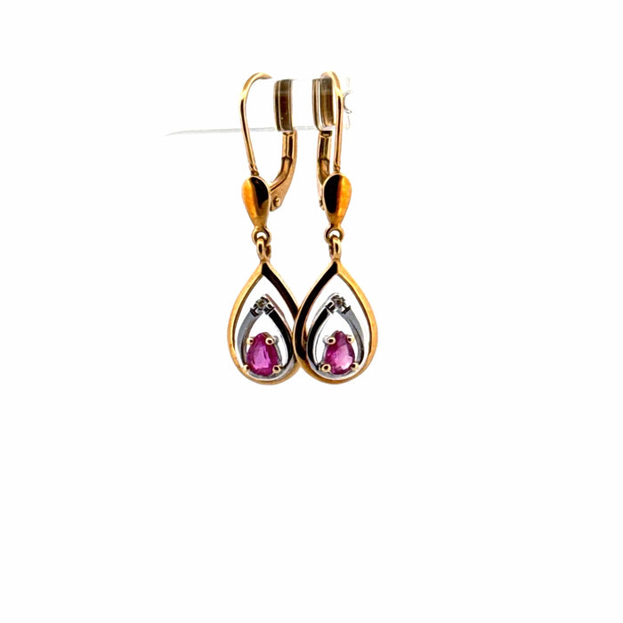 Boucles d'oreilles Dormeuses Or Jaune 18k & Rubis 58 Facettes 2- BOF1 -GS36553