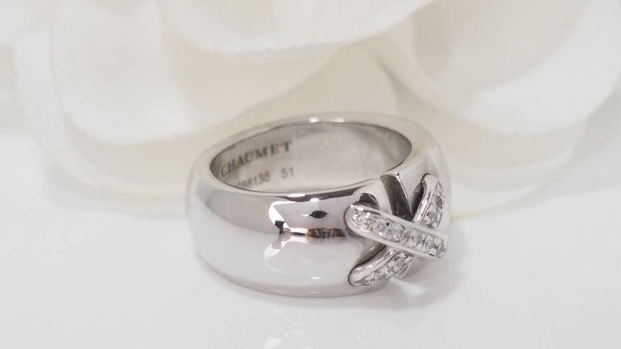 Bague 51 Bague Chaumet double Liens en or blanc et diamants 58 Facettes 32176