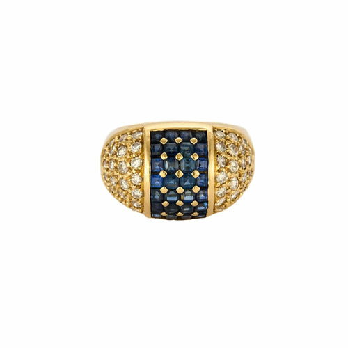 Bague 54 Bague boule or jaune, saphir et diamants 58 Facettes RAM28445