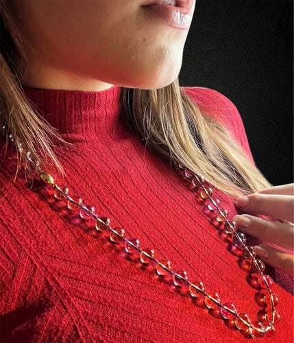 Collier Collier de perles alternées de quartz améthyste et de citrine 58 Facettes