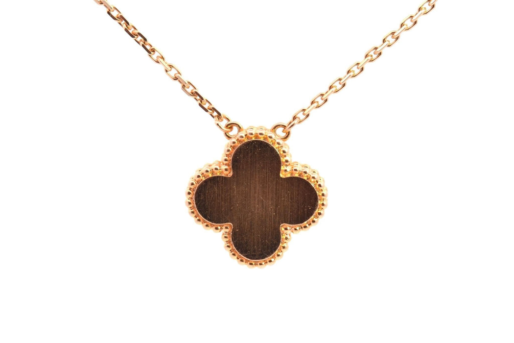 Collier VAN CLEEF & ARPELS  - Collier Vintage Alhambra or Jaune oeil de boeuf et diamant 58 Facettes 26053