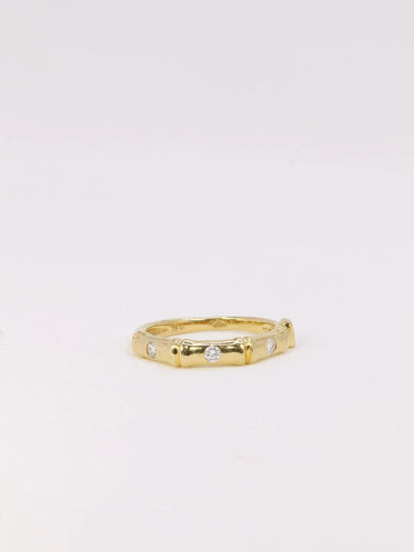 Bague 50 KORLOFF Bague bambou or jaune diamant 58 Facettes J365