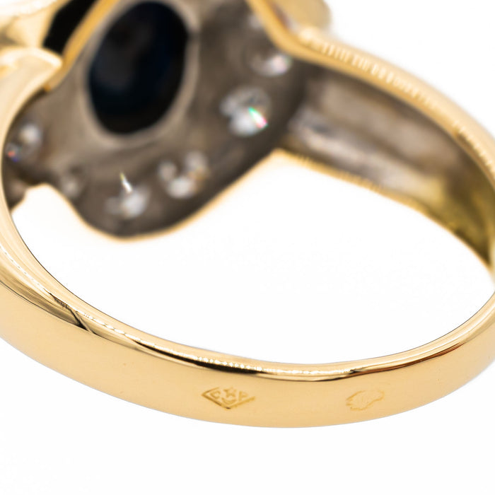 Pompadour-Ring Saphir aus Gelbgold