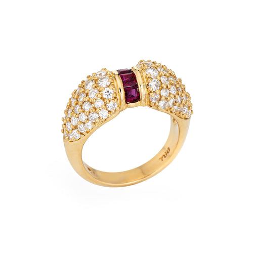 Bague 50 Bague vintage en or jaune avec diamant rubis 1 carat 58 Facettes G12263