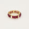 Bague 51.5 Alliance or jaune, cabochons de rubis et diamants 58 Facettes RNG3474