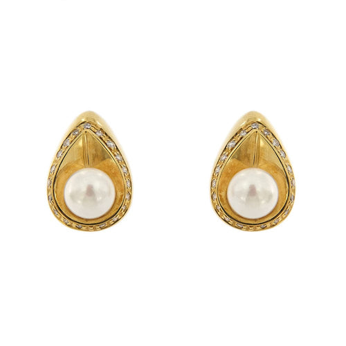 Обеци с перли и диаманти 