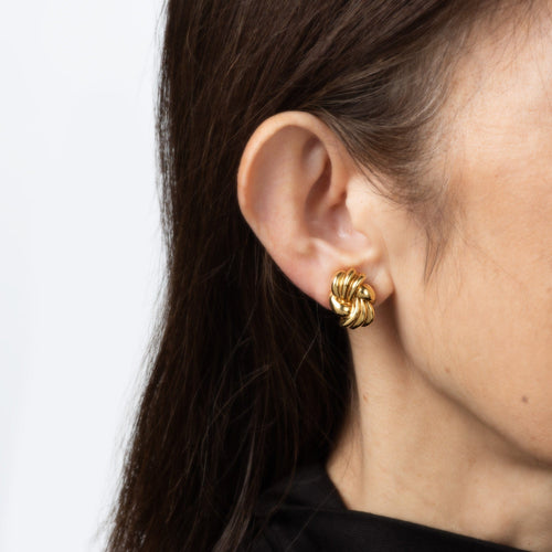 Boucles d'oreilles Tiffany & Co - Boucles d'oreilles à clip vintage en or jaune sculpté 58 Facettes G14124