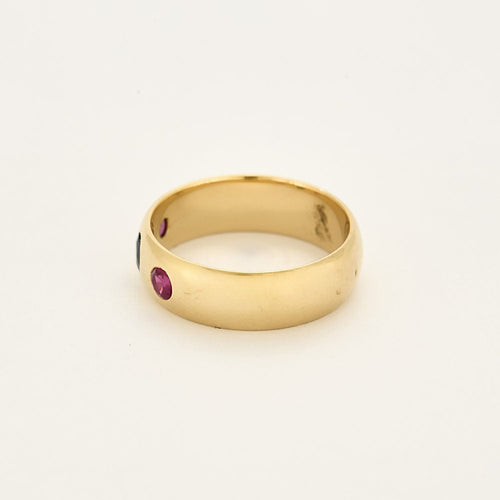 Bague 56 Anneau en or jaune, saphir et rubis 58 Facettes CHA57092