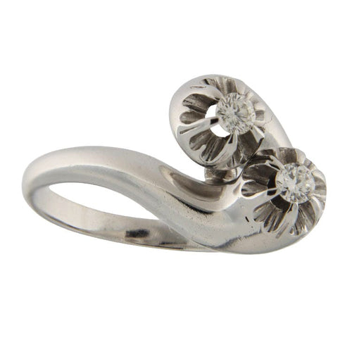 Bague 51.5 Bague contrarié en or blanc sertie de diamants taille brillant 58 Facettes G3840