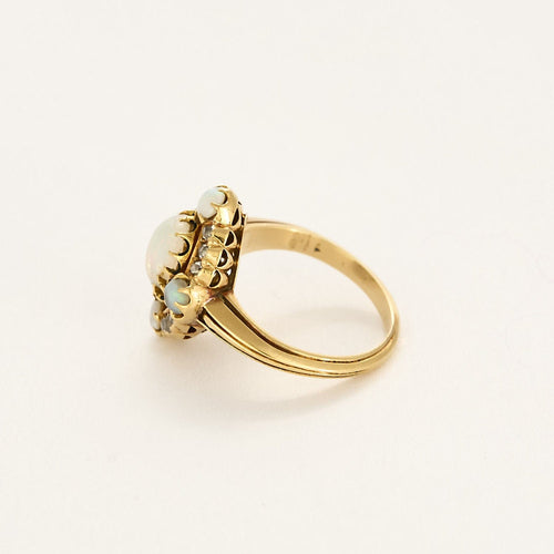 Bague 49 Charmante Bague de jeune fille en or jaune, opales et diamants 58 Facettes PRG1880