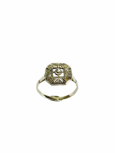 Bague 53 Bague Art Déco Or Blanc et Diamant 58 Facettes