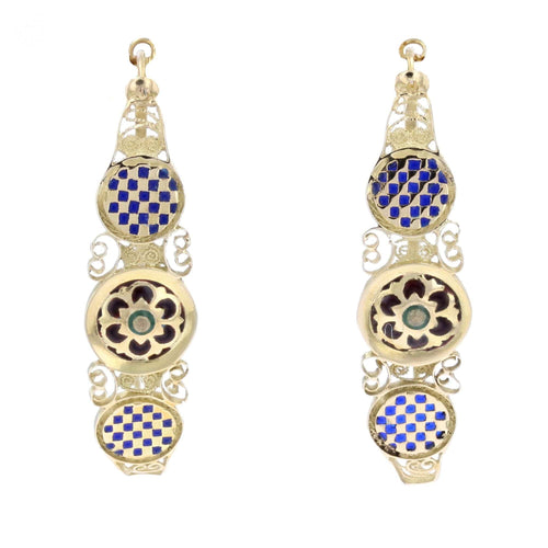 Boucles d'oreilles Boucles d'oreilles poissardes émail or jaune 58 Facettes 25-105