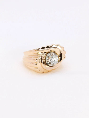 Bague 49 Bague tank or platine diamant taille ancienne 0.25ct 58 Facettes J194