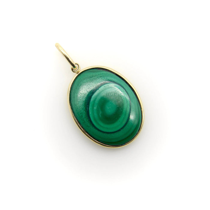 Pendentif Pendentif cercles concentriques en malachite signature dorée 58 Facettes