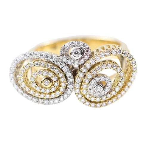 Sortija en oro amarillo con vistas de oro blanco y diamantes naturales 58 Facettes