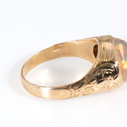 Bague 52 Bague victorienne antique en or jaune avec opale gelée 58 Facettes G14138