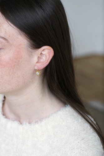 Boucles d'oreilles Dormeuses Diamants taille ancienne coussin 1.40 Ct 58 Facettes