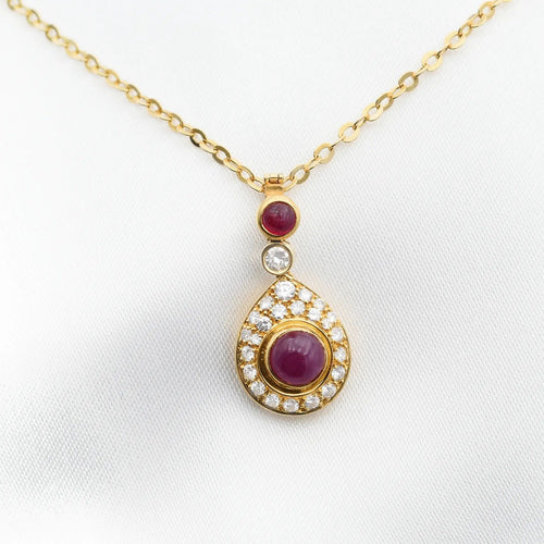 Collier Collier en or jaune avec diamants et rubis 58 Facettes