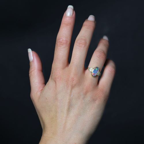 Bague 50 Bague opale et diamants or jaune 58 Facettes 25-087