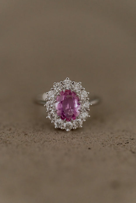 Bague 54 Bague saphir rose et diamant 58 Facettes