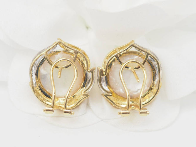 Boucles d'oreilles Boucles d'oreilles importantes en or bicolore et demis perles 58 Facettes 33132