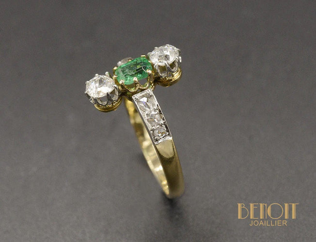 Bague 53 Bague Trilogie Emeraude et Diamants 58 Facettes A10767