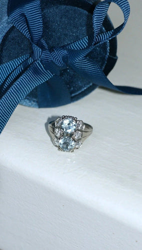 Bague Bague dôme Art Deco aigue-marine et diamant 58 Facettes