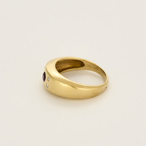 Bague 55 Bague jonc en or jaune, améthyste et diamants 58 Facettes MAN1676