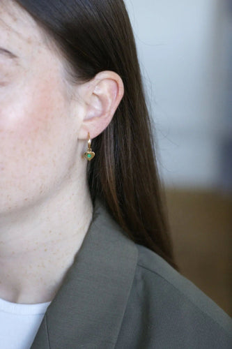 Boucles d'oreilles Créoles Or Jaune Coeur Emeraude Colombienne 58 Facettes