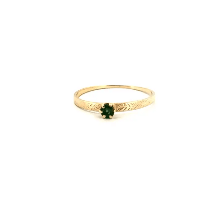 Geelgouden smaragdgroene Solitaire Ring