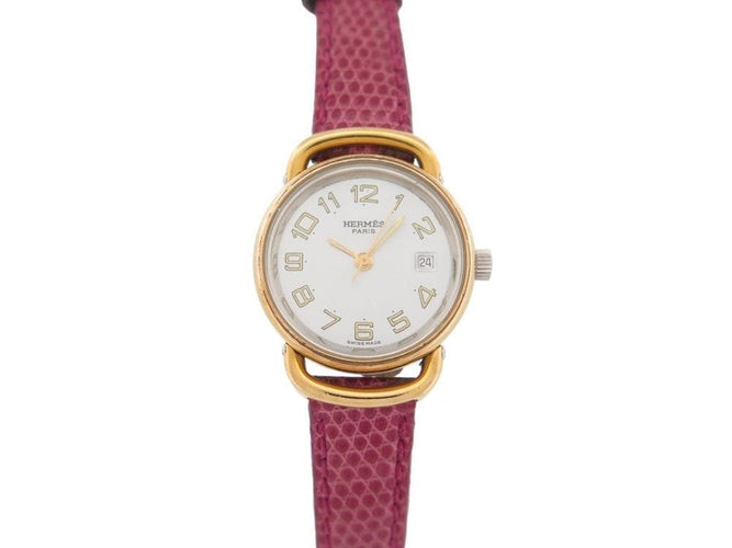 Montre vintage montre HERMES pullman 24mm plaque or et acier quartz 58 Facettes 259817