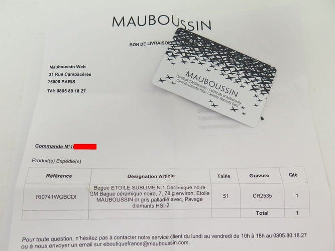 Bague 51 bague MAUBOUSSIN etoile sublime gm or blanc ceramique noire 58 Facettes 260462