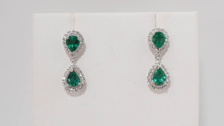 Pendentif Pendants d'Oreille En Or Blanc, Emeraudes Et Diamants 58 Facettes 31131