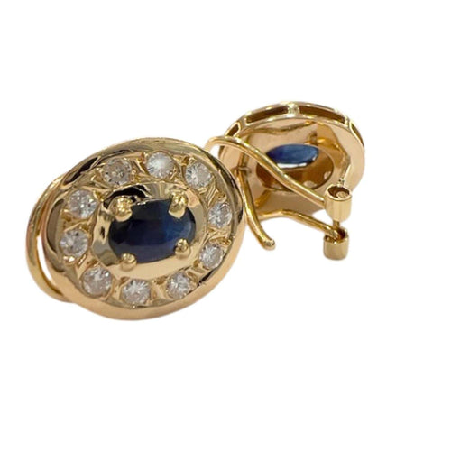 Boucles d'oreilles Boucles d'oreilles de style contemporain du XXe siècle en or 18 carats avec diamants et saphirs 58 Facettes Q290B