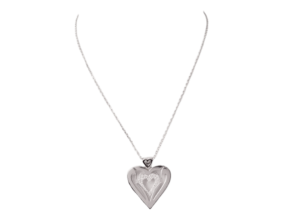 Collier Collier coeur en or blanc et diamants 58 Facettes 33084