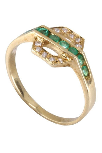 Bague 49 Bague moderne émeraudes et diamants 58 Facettes 085421